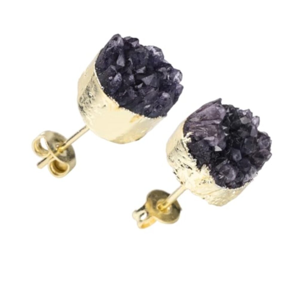 Gold & Black Crystal Quartz Earrings
